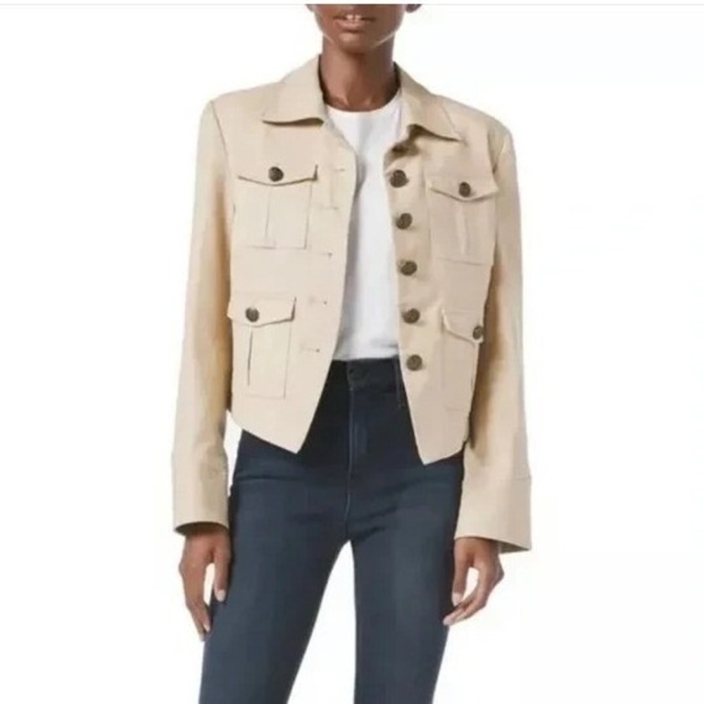 NWT FRAME Women's Jacket‎ Size XS Tan Brown Linen Blend Retro 70s Luxe Vogue